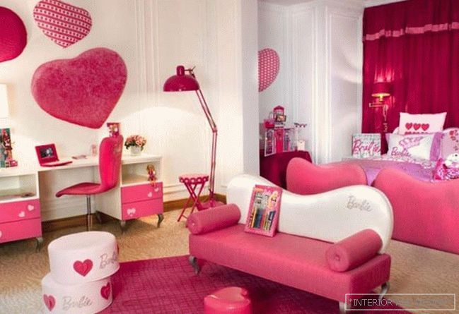 Ружовая дзіцячая спальня - фото